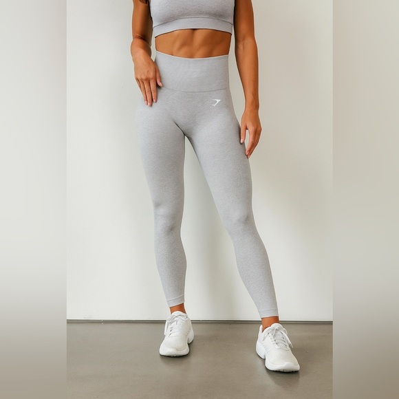 Gymshark Vital Seamless Leggings High Waisted Light Gray Marl Size Small Sporty - Picture 1 of 9